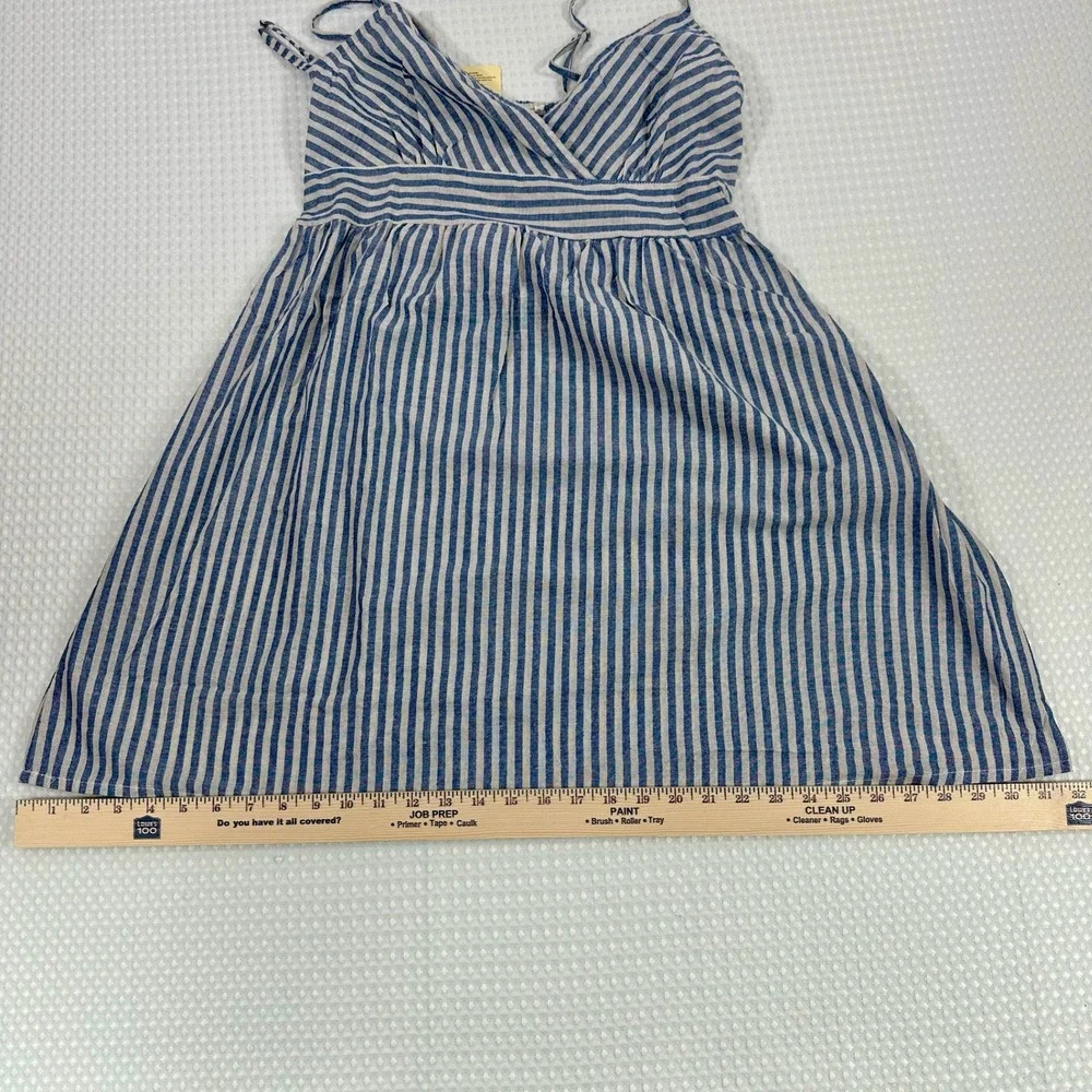 Indian Emporium Blue White Striped V Neck Camisole Dress Sundress‎ Beach